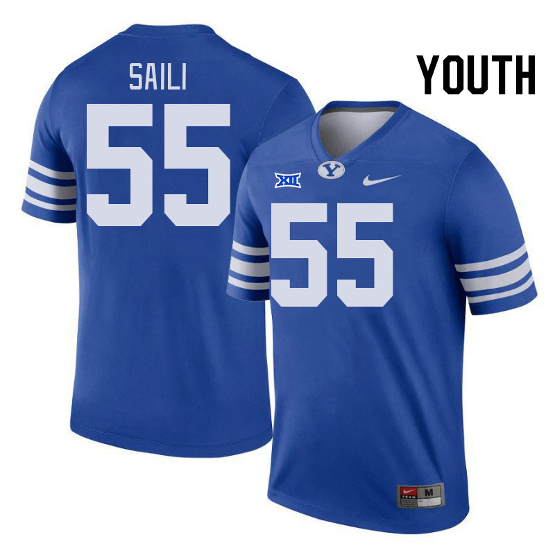 Youth #55 Danny Saili BYU Cougars College Football Jerseys Stitched Sale-Royal